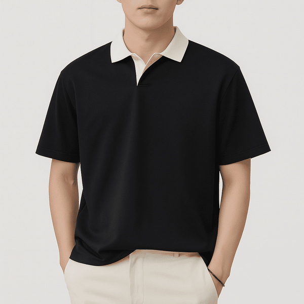 Cotton Polo Shirt – Relaxed Fit with Contrast Collar for Everyday Style