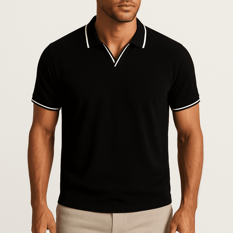 Slim Fit Cotton Polo Shirt – Lightweight Tailored Style with Contrast Trim