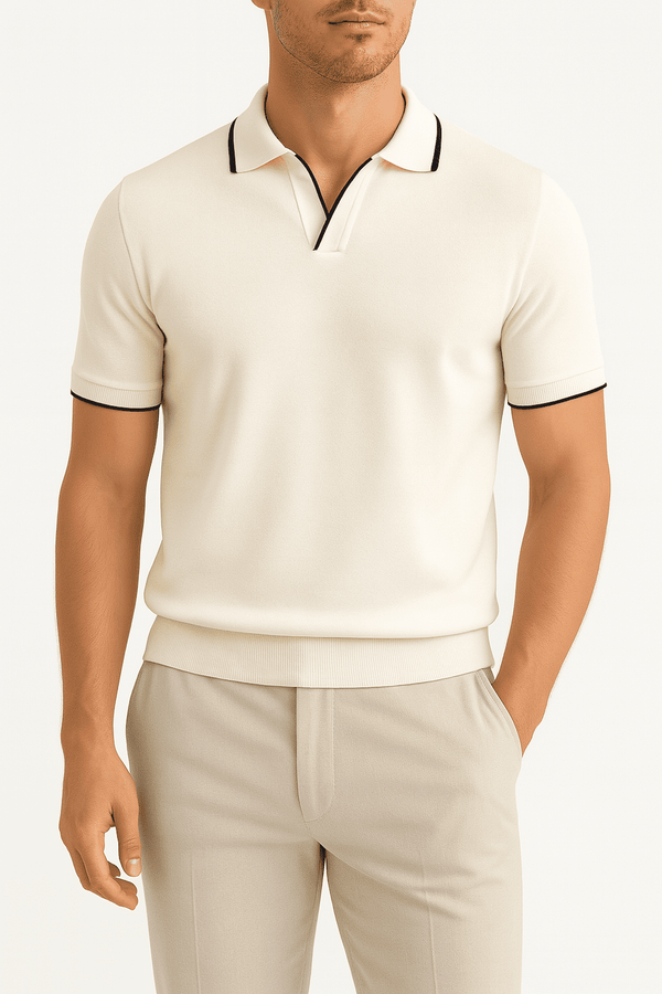 Slim Fit Cotton Polo Shirt – Lightweight Tailored Style with Contrast Trim