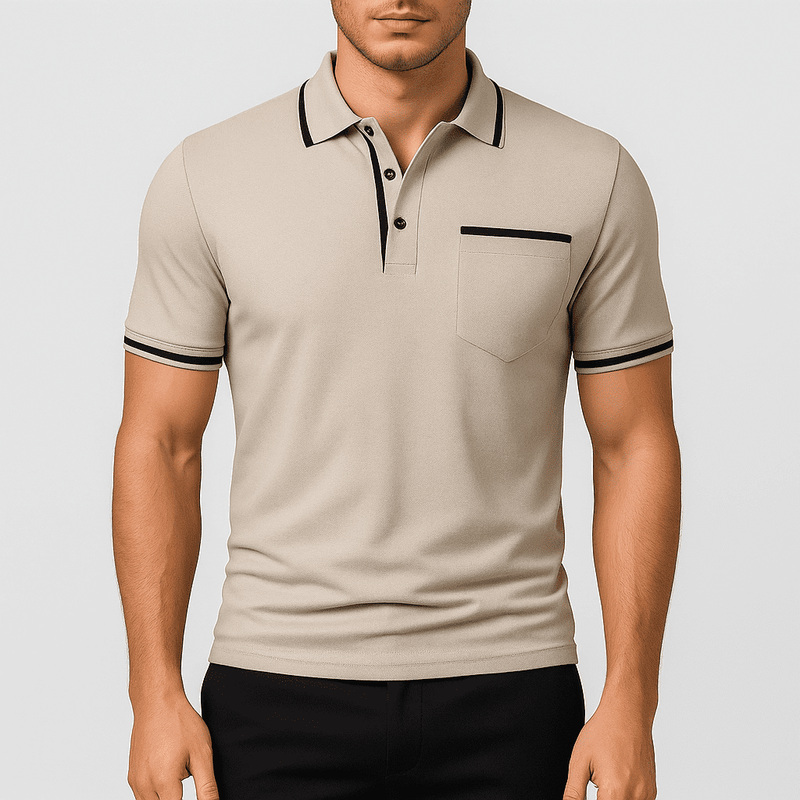 Short Sleeve Polo Shirt – Tailored Fit with Chest Pocket and Wrinkle-Resistant Finish