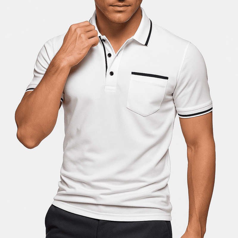 Short Sleeve Polo Shirt – Tailored Fit with Chest Pocket and Wrinkle-Resistant Finish