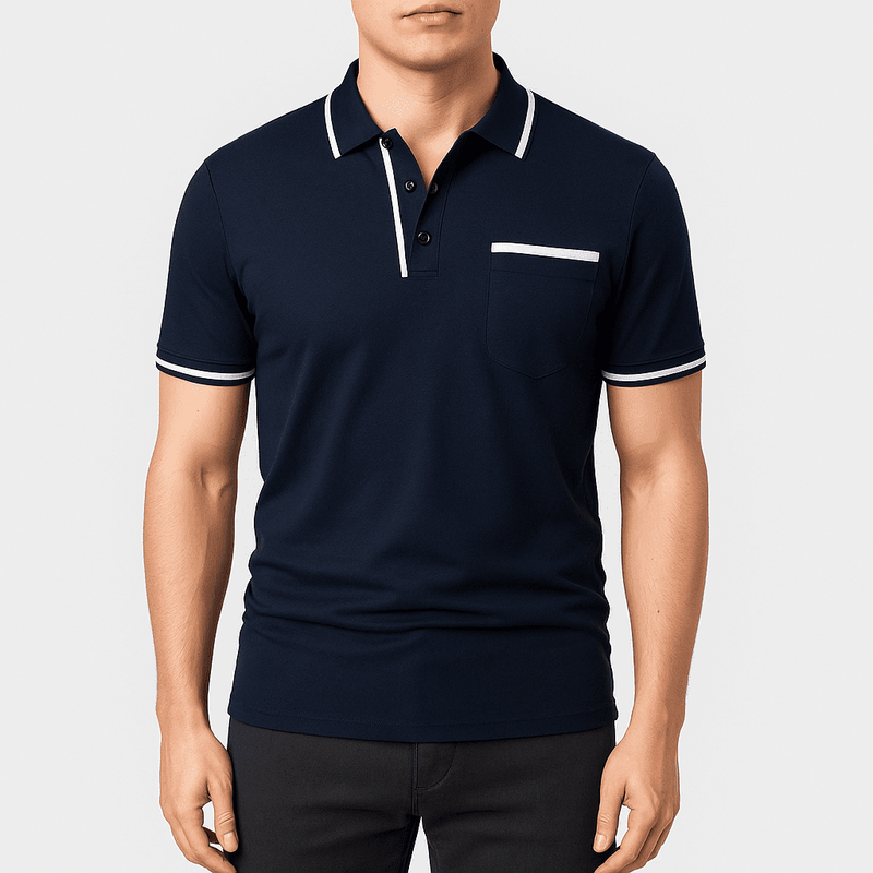 Short Sleeve Polo Shirt – Tailored Fit with Chest Pocket and Wrinkle-Resistant Finish