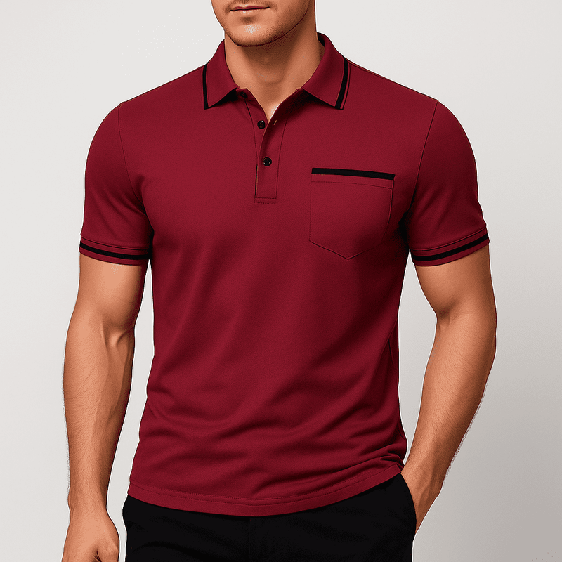 Short Sleeve Polo Shirt – Tailored Fit with Chest Pocket and Wrinkle-Resistant Finish