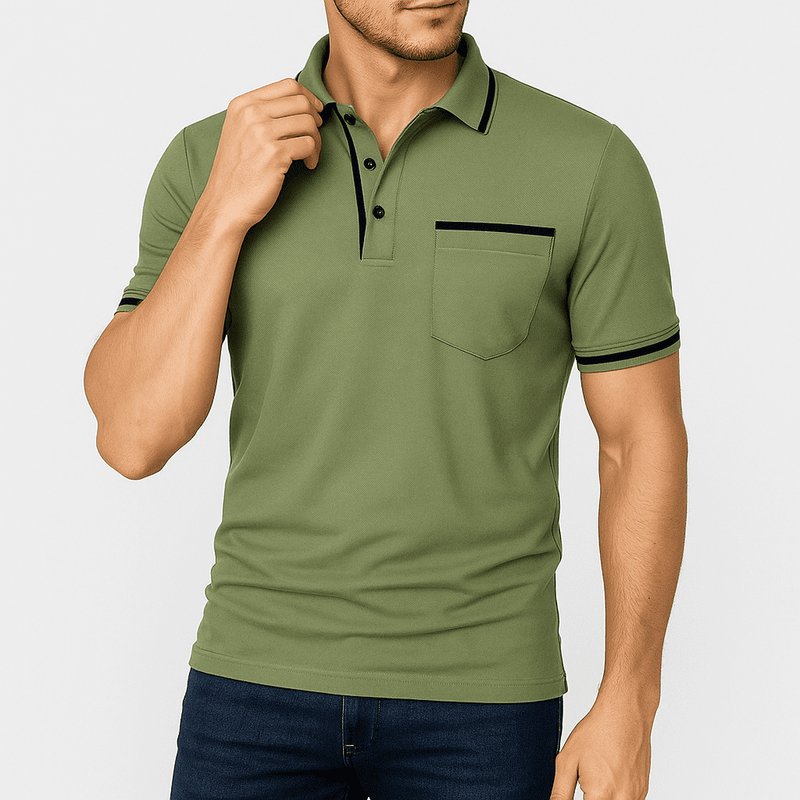Short Sleeve Polo Shirt – Tailored Fit with Chest Pocket and Wrinkle-Resistant Finish