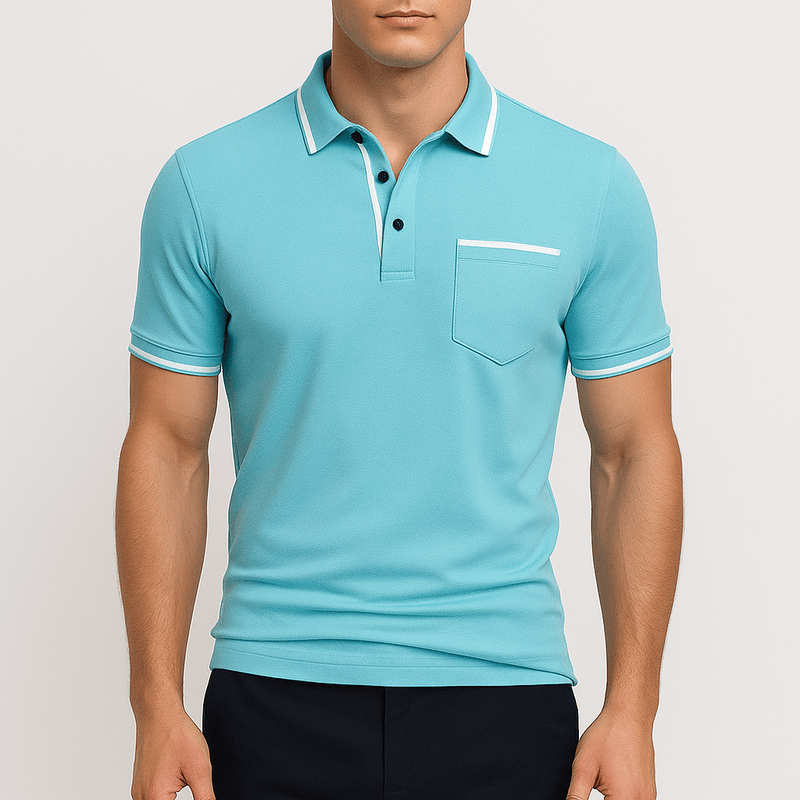 Short Sleeve Polo Shirt – Tailored Fit with Chest Pocket and Wrinkle-Resistant Finish