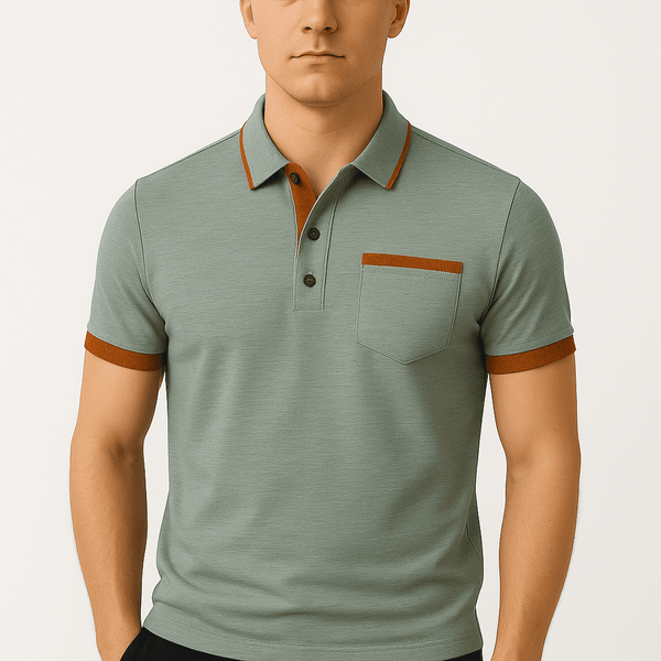 Colorblock Chest Pocket Polo Shirt – Modern Contrast Style with Everyday Comfort