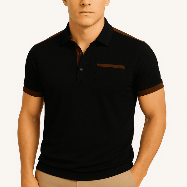 Colorblock Chest Pocket Polo Shirt – Modern Contrast Style with Everyday Comfort